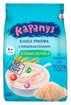 Безмолочна каша Карапуз Рисова з біфідобактеріями, без цукру, 200 г - Pampik - 2