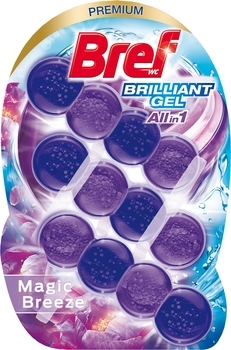 Туалетний блок для унітазу Bref Блискучий гель Чарівний бриз, 3х42 г - Pampik