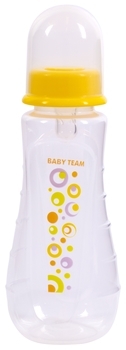 Пляшка ергономічної форми з силіконової соскою Baby Team, жовтий, 250 мл (1412) - Pampik