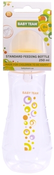 Пляшка ергономічної форми з силіконової соскою Baby Team, жовтий, 250 мл (1412) - Pampik - 3