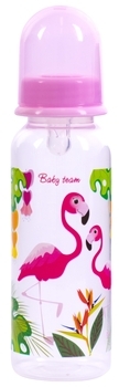 Пляшка із силіконовою соскою Baby Team, 250 мл, рожевий (1410) - Pampik