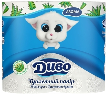 Туалетний папір Диво Aroma Алоє, двошаровий, 4 рулони - Pampik