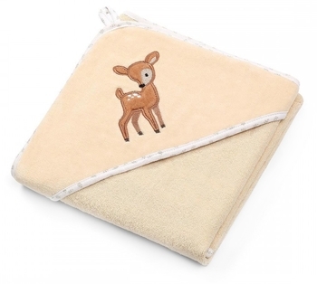 Полотенце с капюшоном-уголком BabyOno Олененок, велюр, 100х100 см, бежевый (540/05) - Pampik