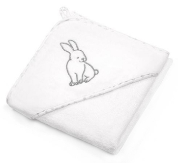 Полотенце с капюшоном-уголком BabyOno Кролик, велюр, 100х100 см, белый (540/01) - Pampik