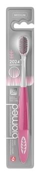 Зубная щетка Biomed Silver, с ионами серебра, средней жесткости, розовый - Pampik