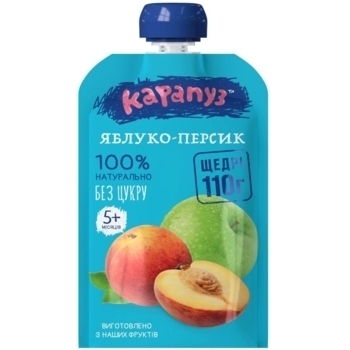 Подарунок. Пюре Карапуз Pouch Яблуко, персик, 110 г - Pampik