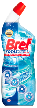 Очищувальний гель для унітаза Bref Чистота та Блиск Океанський бриз з ефектом освіжувача повітря, 700 мл - Pampik