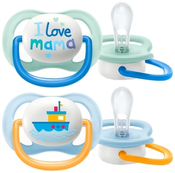 Пустушка Philips Avent Ultra Air I love для хлопчика, 0-6 міс, 2 шт. (SCF080/01) - Pampik