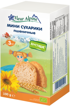 Пшеничні міні-сухарики Fleur Alpine, 100 г - Pampik