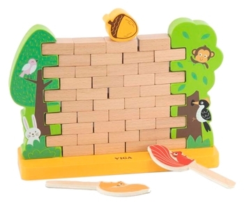 Дерев'яна настільна гра Viga Toys Стіна з цеглинок (44566) - Pampik