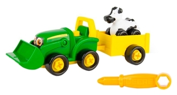 Ігровий набір-конструктор John Deere Kids Трактор з ковшем і причепом (47209) - Pampik