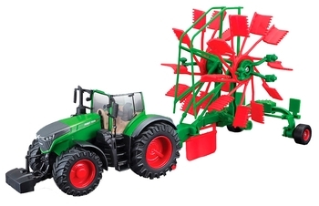 Модель Bburago Трактор Fendt 1050 Vario c роторними валковими граблями (18-31665) - Pampik