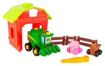 Ігровий набір-конструктор John Deere Kids Збери трактор з загоном (47210) - Pampik