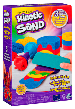 Набір піску для дитячої творчості Kinetic Sand Райдужний мікс, червоний, жовтий, синій, 383 г (71402B) - Pampik