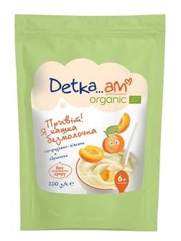Каша Organic DETKA ... AM безмолочна, кукурудзяно-вівсяна з абрикосом, 200 г - Pampik