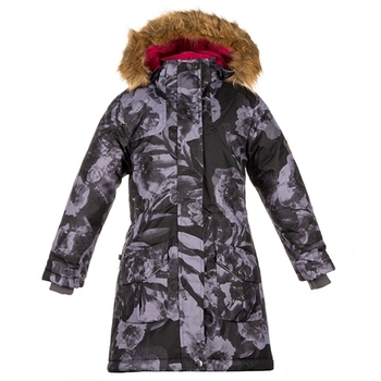 Куртка для девочек Huppa MONA, чёрный с принтом, размер 116 (81709) - Pampik