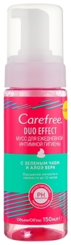 Мус для інтимної гігієни Carefree Duo Effect, c зеленим чаєм і алое вера, 150 мл - Pampik