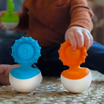 Прорізувач-неваляшка Fat Brain Toys Dimpl Wobbl, помаранчевий (F2172ML) - Pampik - 9