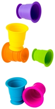 Іграшка тактильна Fat Brain Toys Suction Kupz М'які чашки, 6 шт. (F183ML) - Pampik - 4