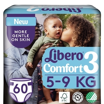 Підгузки на липучках Libero Comfort 3 (5-9 кг), 60 шт. - Pampik