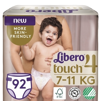 Набір підгузків на липучках Libero Touch 4 (7-11 кг), 92 шт. (2 уп. по 46 шт.) - Pampik
