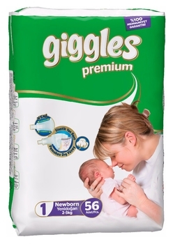 Підгузки Giggles 1 (2-5 кг), 56 шт. - Pampik