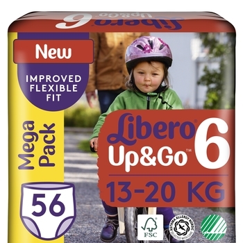 Подгузники-трусики Libero Up&Go 6 (13-20 кг), 56 шт. - Pampik