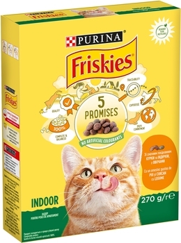 Сухий корм для дорослих кішок, які живуть вдома Friskies Indoor з куркою і овочами, 300 г - Pampik