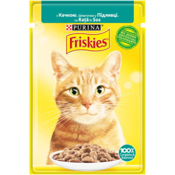 Консервований корм для дорослих котів Friskies з качкою в підливі, 85 г - Pampik