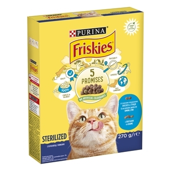 Сухий корм для стерилізованих кішок і кастрованих котів Friskies Sterile з лососем і овочами, 270 г - Pampik