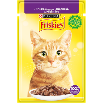Консервований корм для дорослих котів Friskies з ягням в підливі, 85 г - Pampik