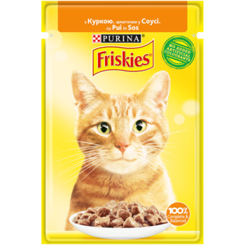 Консервований корм для дорослих котів Friskies з куркою в соусі, 85 г - Pampik