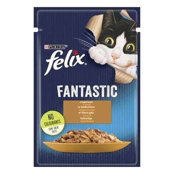 Консервований корм для кішок Felix Fantastic, з індичкою в желе, 85 г - Pampik