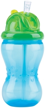 Поїльник Nuby з силіконовою трубочкою-непроливайкою, 355 мл, синій (NV0404001blu) - Pampik