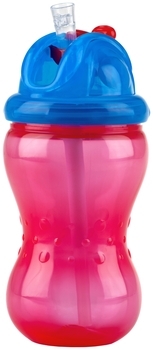 Поїльник Nuby з силіконовою трубочкою-непроливайкою, 355 мл, червоний (NV0404001red) - Pampik