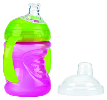 Поїльник-непроливайка Nuby No Spill, із силіконовим носиком і ручками, 240 мл, рожевий (NV0404003pnk) - Pampik - 2