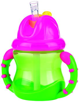 Поїльник Nuby Вбудований клапан, з трубочкою-непроливайкою, 240 мл, зелений (NV0404002grn) - Pampik