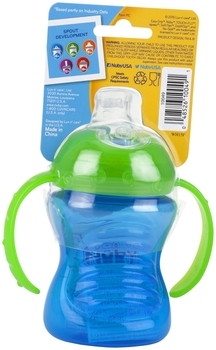 Поїльник-непроливайка Nuby No Spill, із силіконовим носиком і ручками, 240 мл, блакитний (NV0404003blu) - Pampik - 3