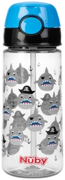 Поїльник Nuby, з трубочкою-непроливайкою Tritan, 540 мл, синій (NV0414023blu) - Pampik
