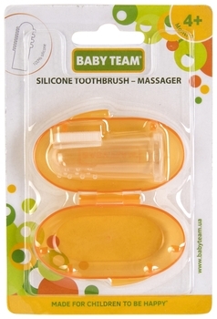 Зубная щетка-массажер Baby Team с контейнером, оранжевая - Pampik - 2