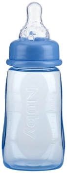 Пляшка Nuby, антиколікова, зі стандартним горлечком, 0+, 150 мл, блакитний (1008blu) - Pampik