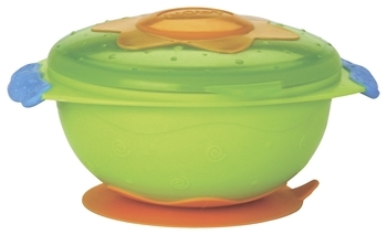 Тарілка Nuby Уліт! Посуд! на присосці з кришкою, зелений (5322grn) - Pampik