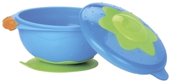 Тарілка Nuby Відліт! Посуд! на присосці з кришкою, синій (5322blu) - Pampik