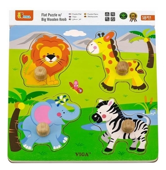 Пазл-вкладиш Viga Toys Дикі тварини (50840) - Pampik