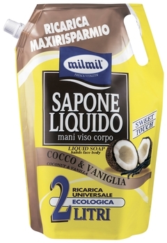 Мило рідке MilMil Кокос та Ваніль змінний блок, 2000 мл - Pampik