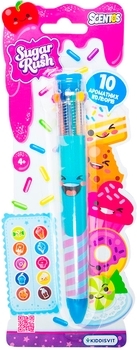 Многоцветная ароматная шариковая ручка Scentos Sugar Rush Феерическое настроение, 10 цветов, голубой (31021) - Pampik