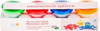 Набор для детской лепки Genio Kids Тесто-пластилин Неоновые цвета, 4 цвета (TA1016V) - Pampik