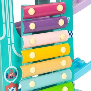 Дерев'яний швидкісний спуск Ecotoys з машинками і ксилофоном (ME115) - Pampik - 5