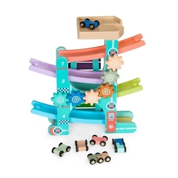 Дерев'яний швидкісний спуск Ecotoys з машинками і ксилофоном (ME115) - Pampik - 2