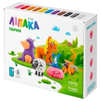 Меганабор самозатвердіваючого пластиліну Ліпака Тварини (15012-UA01) - Pampik